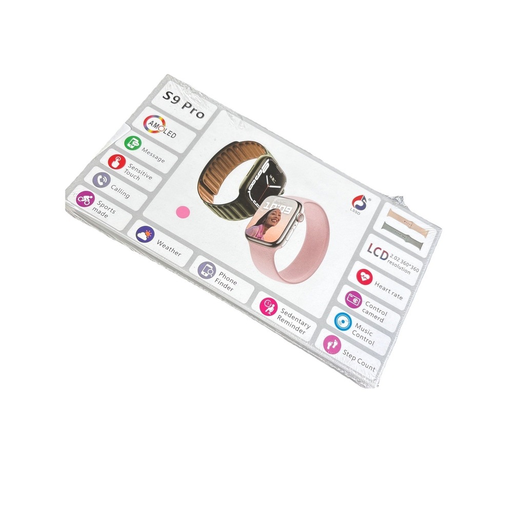 S9 Pro Smart Watch Sensitive Touch Calling Sports‎ Mode Weather Black Pink Bands
